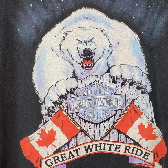 Harley-Davidson Vintage 90's Polar Bear "Great White Ride" Single Stitched Tee L - Picture 4 of 13